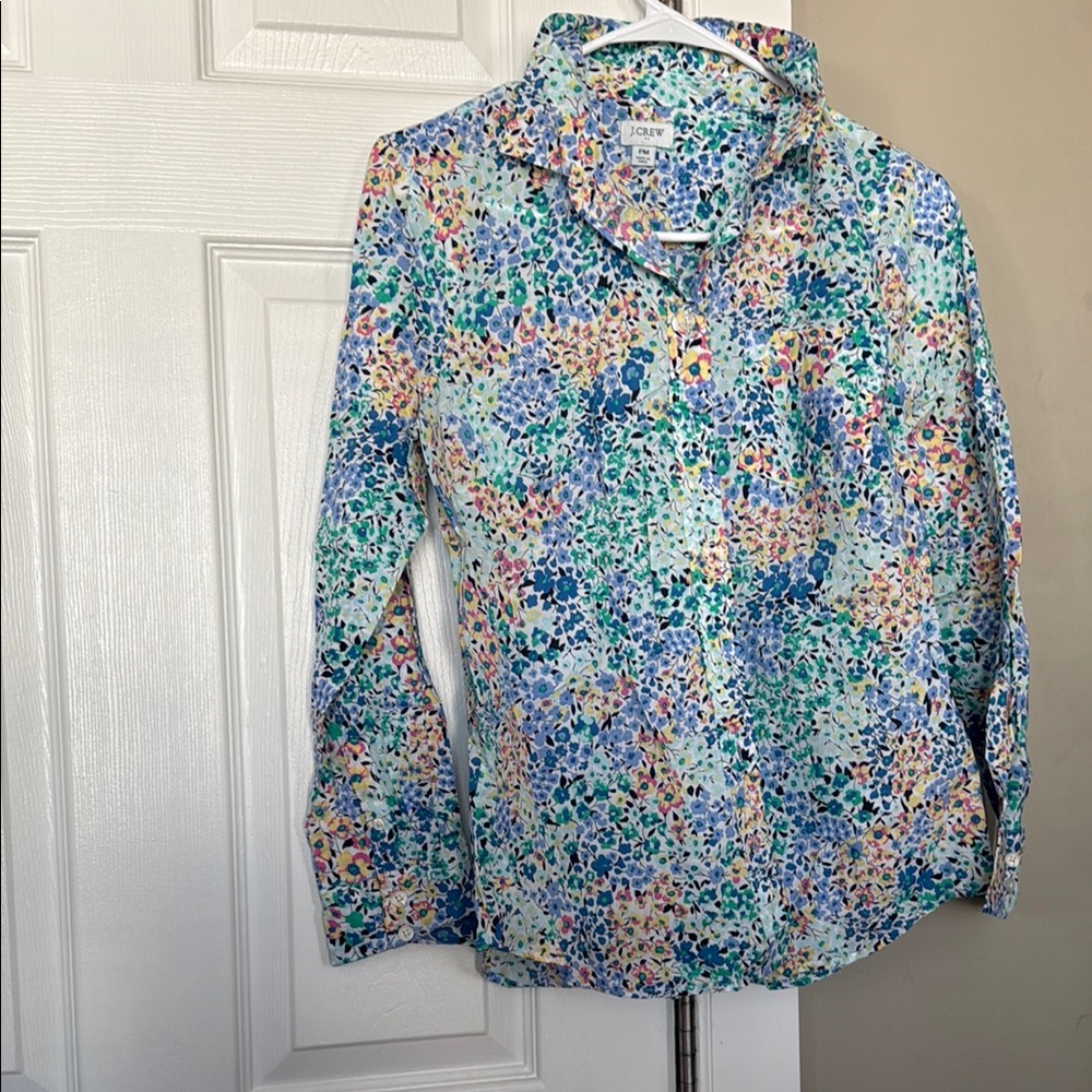 J. Crew Colorful Floral Print Shirt
